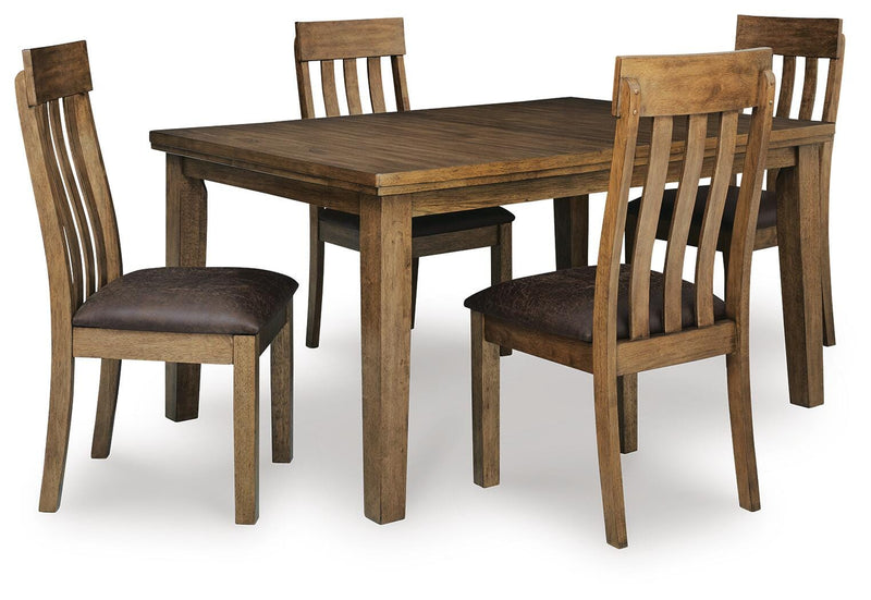Ashley Furniture Urbinforte dining room set with a wooden table and matching chairs in a modern dining room setting.