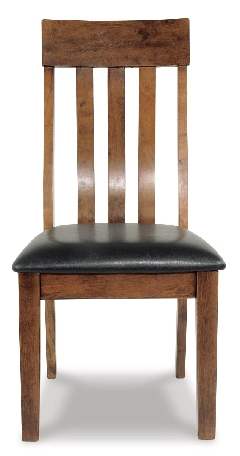 Ashley Furniture Ralene dining chair set with cushioned seats and wooden legs, shown from a head-on angle.