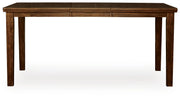 Ashley Furniture Ralene counter height dining extension table with a wooden finish, shown from a head-on view.