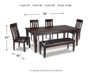Ashley Furniture Haddigan dining room set with a wooden table and matching chairs, featuring a classic design.