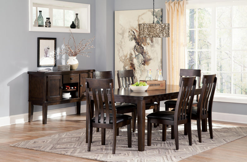 Ashley Furniture Haddigan Dining Set with wooden table and six matching chairs, modern design for dining room decor
