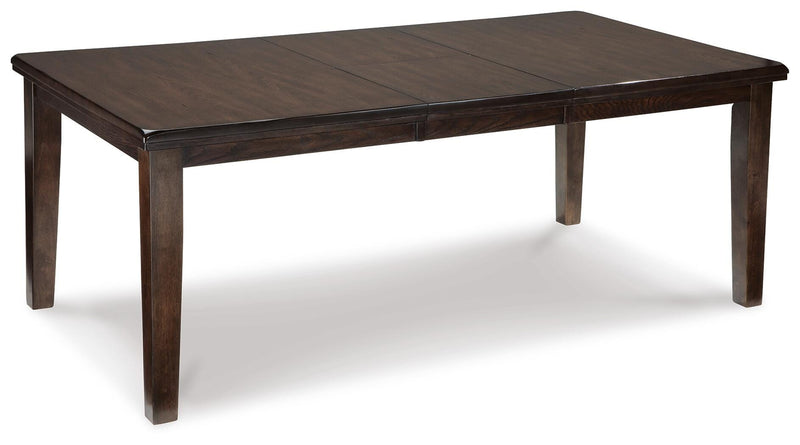 Ashley Furniture Haddigan Dining Set with a wooden table and six matching chairs, modern dining room furniture.