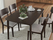 Ashley Furniture Mallenette dining table with four matching chairs, contemporary dining room set for family meals and gatherings.