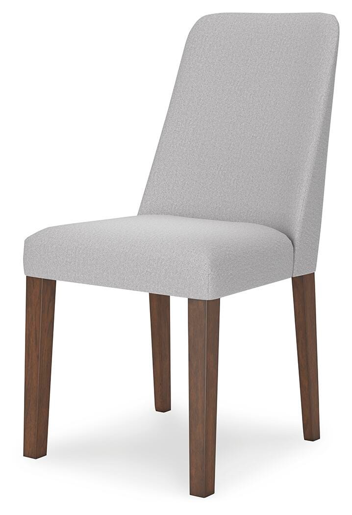Ashley Furniture Lyncott dining room set with a wooden table and matching chairs, shown from an angled view.