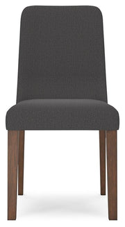 Ashley Furniture Lyncott dining room set with a wooden table and matching chairs, shown from a head-on perspective.