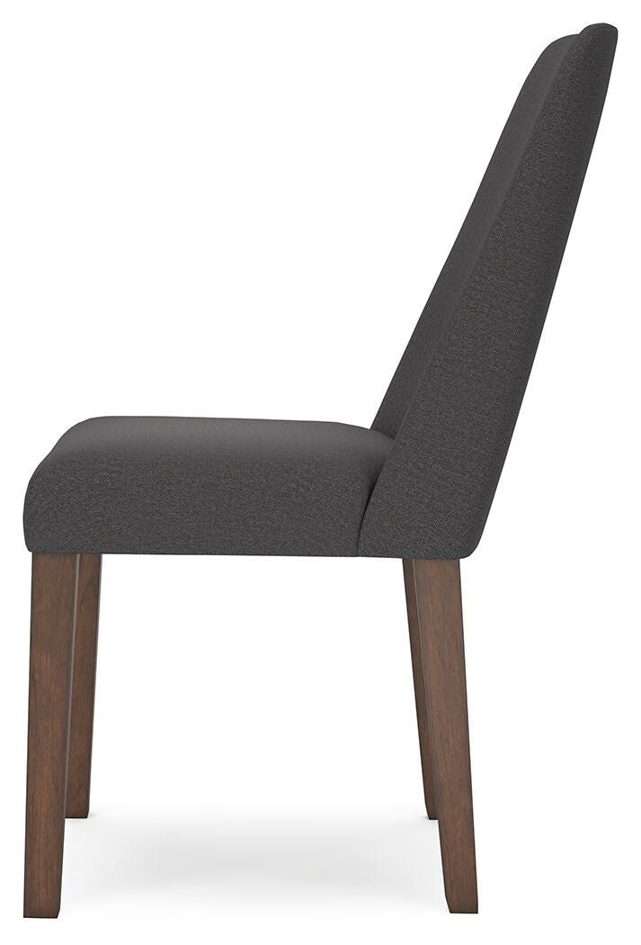 Ashley Furniture Lyncott dining room set with a wooden table and matching chairs, shown from a side view.