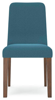 Ashley Furniture Lyncott dining room set with a wooden table and matching chairs, shown from a head-on perspective.