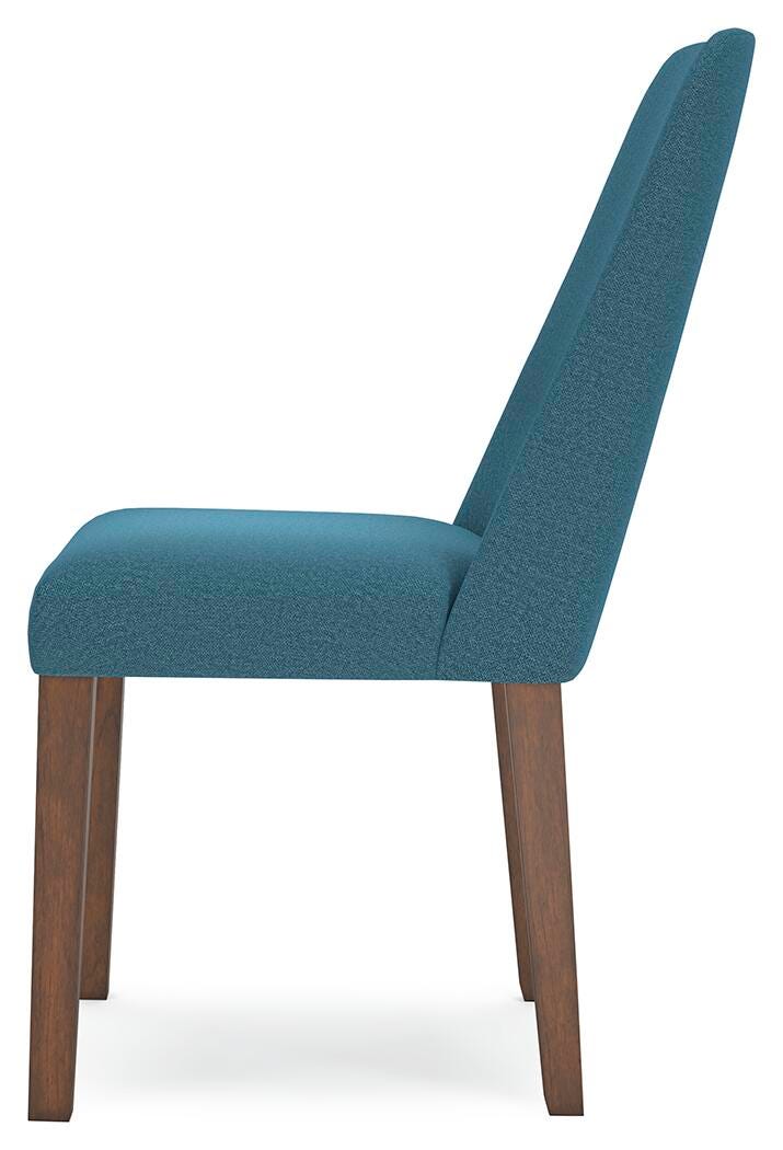 Ashley Furniture Lyncott dining room set with a wooden table and matching chairs, shown from a side angle.