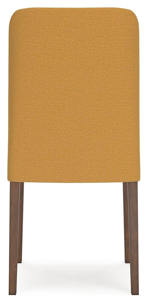 Ashley Furniture Lyncott dining room set with table and chairs, shown from the back view, featuring a modern wood finish