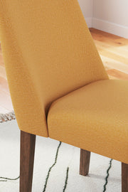 Ashley Furniture Lyncott dining room set with a wood table and six upholstered chairs, detailed close-up showing craftsmanship and design.