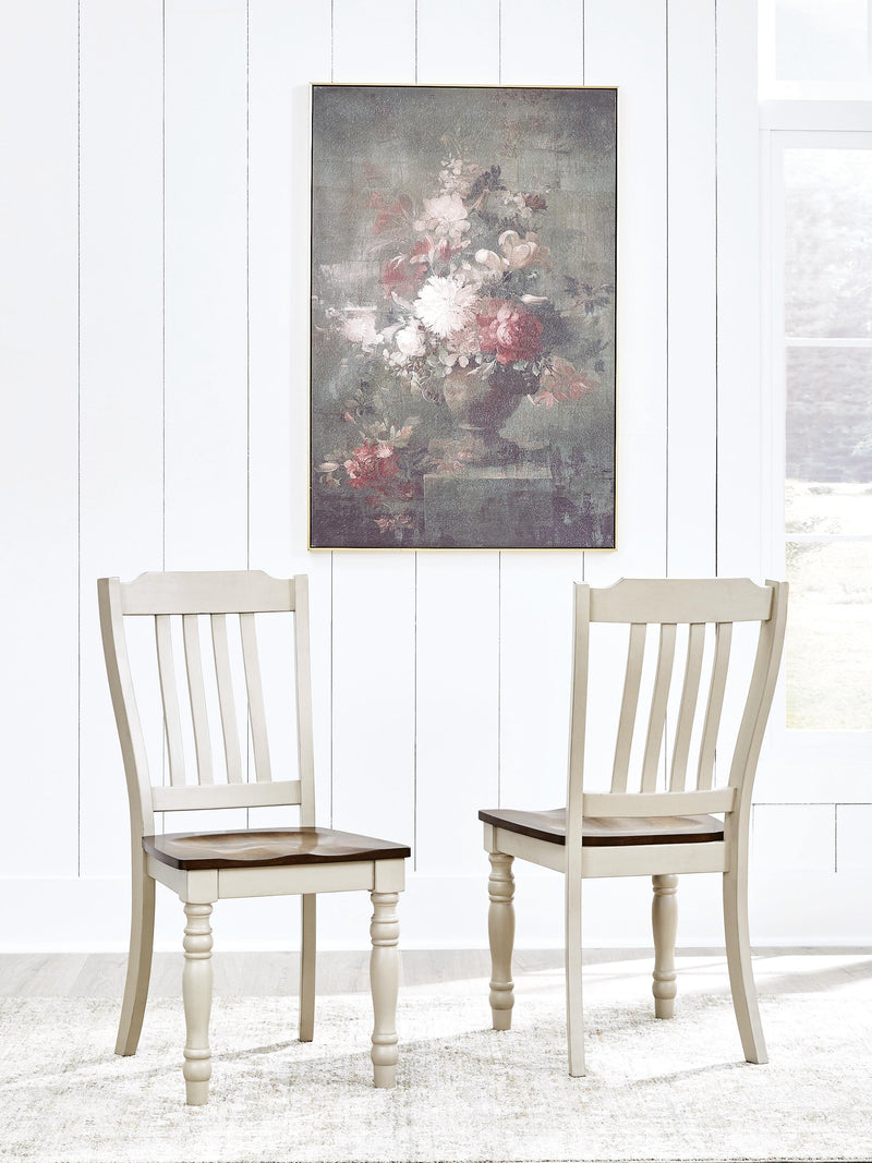 Ashley Furniture Wirloni dining chair with upholstered seat and wooden legs, showcasing a modern design.