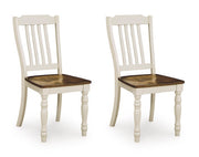 Ashley Furniture Wirloni dining chair with wooden legs and upholstered seat, shown from a side angle.