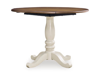 Ashley Furniture Wirloni Dining Drop Leaf Table with angled view showing wood finish and extendable design