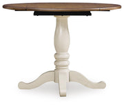 Ashley Furniture Wirloni Dining Drop Leaf Table with a dark wood finish, shown with extended leaves and sleek tabletop design.