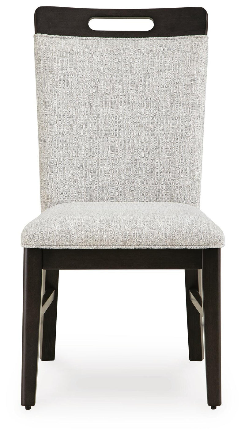 Ashley Furniture Neymorton dining room set with a wooden table and matching chairs, shown from a head-on perspective.