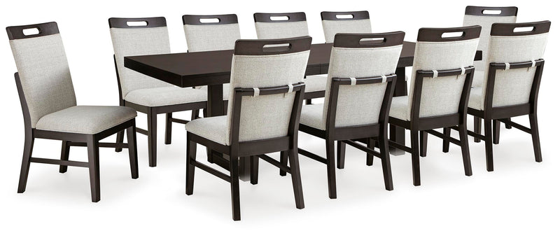 Ashley Furniture Neymorton dining room set with a wooden table and matching chairs in a modern dining space.