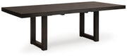 Ashley Furniture Neymorton dining room set with a table and six chairs, shown from an angled view.