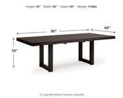 Ashley Furniture Neymorton dining room set with a rectangular table and six upholstered chairs in a modern design.