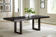 Ashley Furniture Neymorton dining room set with a wooden table and six matching chairs, ideal for family dining spaces.