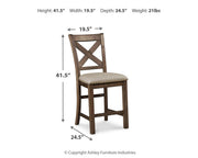 Ashley Moriville counter height dining set with wooden table and matching chairs, ideal for modern dining rooms.