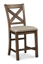 Ashley Furniture Moriville counter height dining set with wooden table and chairs, ideal for modern dining rooms.