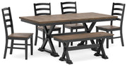 Ashley Furniture Wildenauer casual dining set with wooden table and matching chairs, ideal for family meals and gatherings.