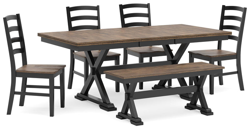 Ashley Furniture Wildenauer casual dining set with wooden table and matching chairs, ideal for family meals and gatherings.
