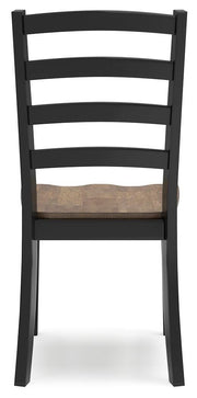 Ashley Furniture Wildenauer dining package casual seating set with table and chairs, shown from the back in a modern dining room setting.