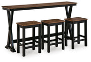 Ashley Furniture Wildenauer counter height dining table with three matching barstools, featuring a sleek wooden finish and modern design.