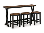 Ashley Furniture Wildenauer counter height dining table with three matching barstools, featuring a sleek wooden design and modern style.