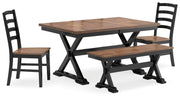 Ashley Furniture Wildenauer casual dining package with table and chairs, featuring a modern design and warm wood finish.