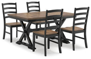 Ashley Furniture Wildenauer casual dining set with a table and chairs, stylish and comfortable for family meals.