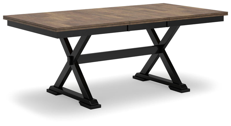 Ashley Furniture Wildenauer dining package with casual seating set, featuring wooden table and comfortable chairs, angled view.