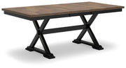 Ashley Furniture Wildenauer casual dining set with angled seating and wooden table, perfect for relaxed family meals.
