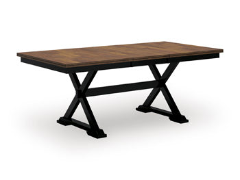 Ashley Furniture Wildenauer dining package casual seating set with chairs and table, shown from an angled view.