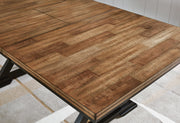 Ashley Furniture Wildenauer dining package featuring a casual seating set with a wooden table and upholstered chairs, detailed top view.