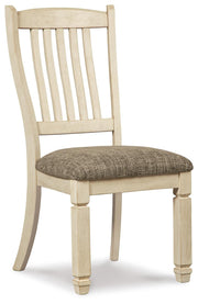 Ashley Furniture Bolanburg Dining Chair with dark wooden frame and cushioned seat, shown from a side view.