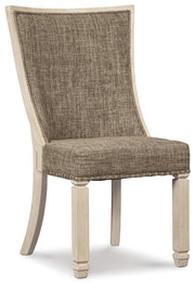 Ashley Furniture Bolanburg dining room set with a rectangular table and six upholstered chairs in a modern design.