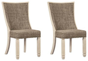 Ashley Furniture Bolanburg dining chair set with upholstered seats and dark wood finish, shown in a modern dining room setting.