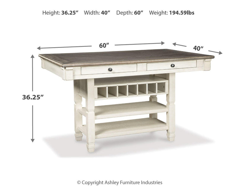 Ashley Furniture Bolanburg counter height dining table with wood finish and sturdy legs, ideal for casual dining spaces.