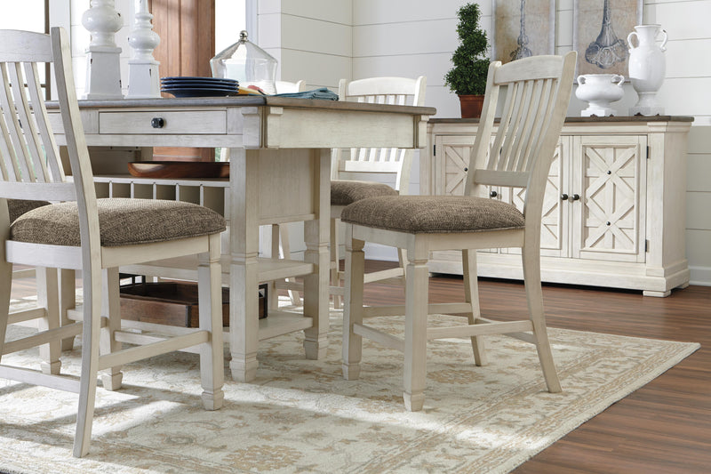 Ashley Furniture Bolanburg counter height dining table with wooden surface and sturdy legs, ideal for casual dining spaces.