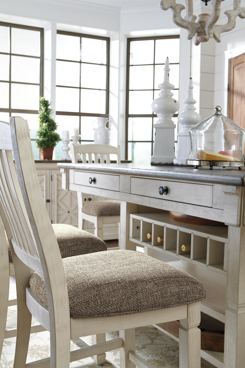 Ashley Furniture Bolanburg counter height dining table with a wood finish and sturdy legs, ideal for casual dining spaces.