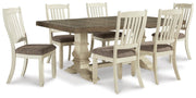 Ashley Furniture Bolanburg dining room set with a wooden table and matching chairs in a modern design.