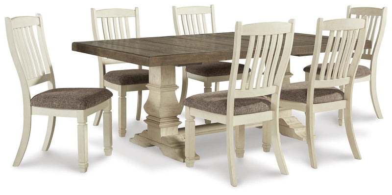 Ashley Furniture Bolanburg dining room set with a wooden table and matching chairs in a modern design.