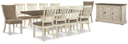 Ashley Furniture Bolanburg dining room set with a table and matching chairs, modern design in a warm wood finish.