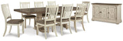 Ashley Furniture Bolanburg Dining Set with four chairs and rectangular table, dark wood finish, modern dining room furniture.