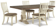 Ashley Furniture Bolanburg dining room set with a wooden table and matching chairs, featuring a warm finish and classic design.