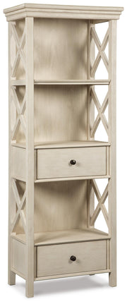 Ashley Furniture Bolanburg display cabinet server with glass doors and wooden shelves, showcasing elegant storage and presentation space.