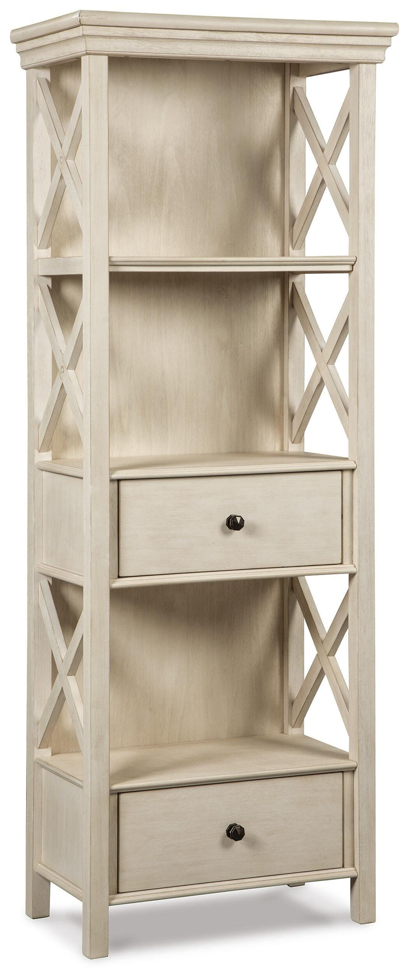 Ashley Furniture Bolanburg display cabinet server with glass doors and wooden shelves, showcasing elegant storage and presentation space.