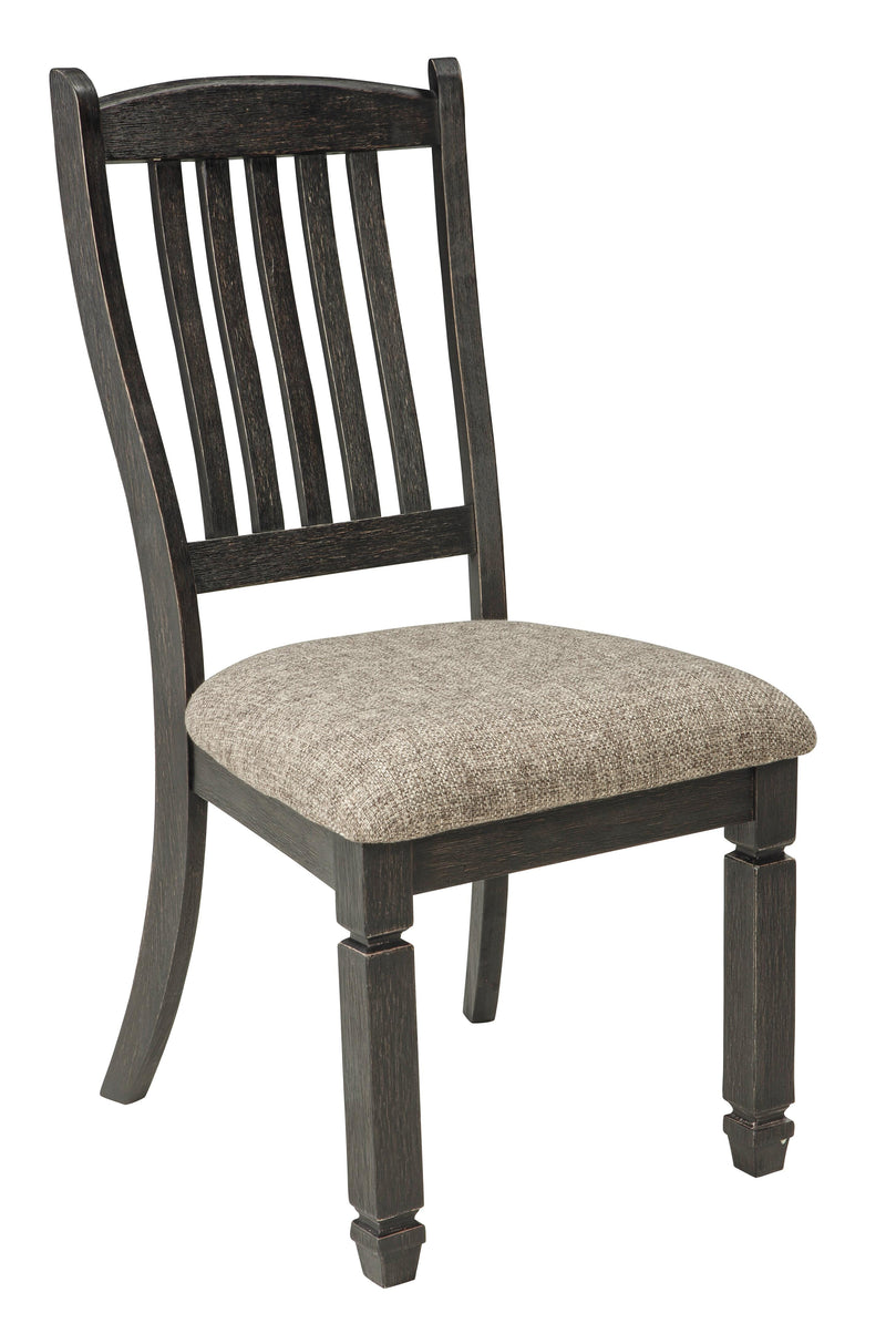 Ashley Furniture Tyler Creek dining chair set featuring four upholstered chairs with dark wood legs and a modern design.